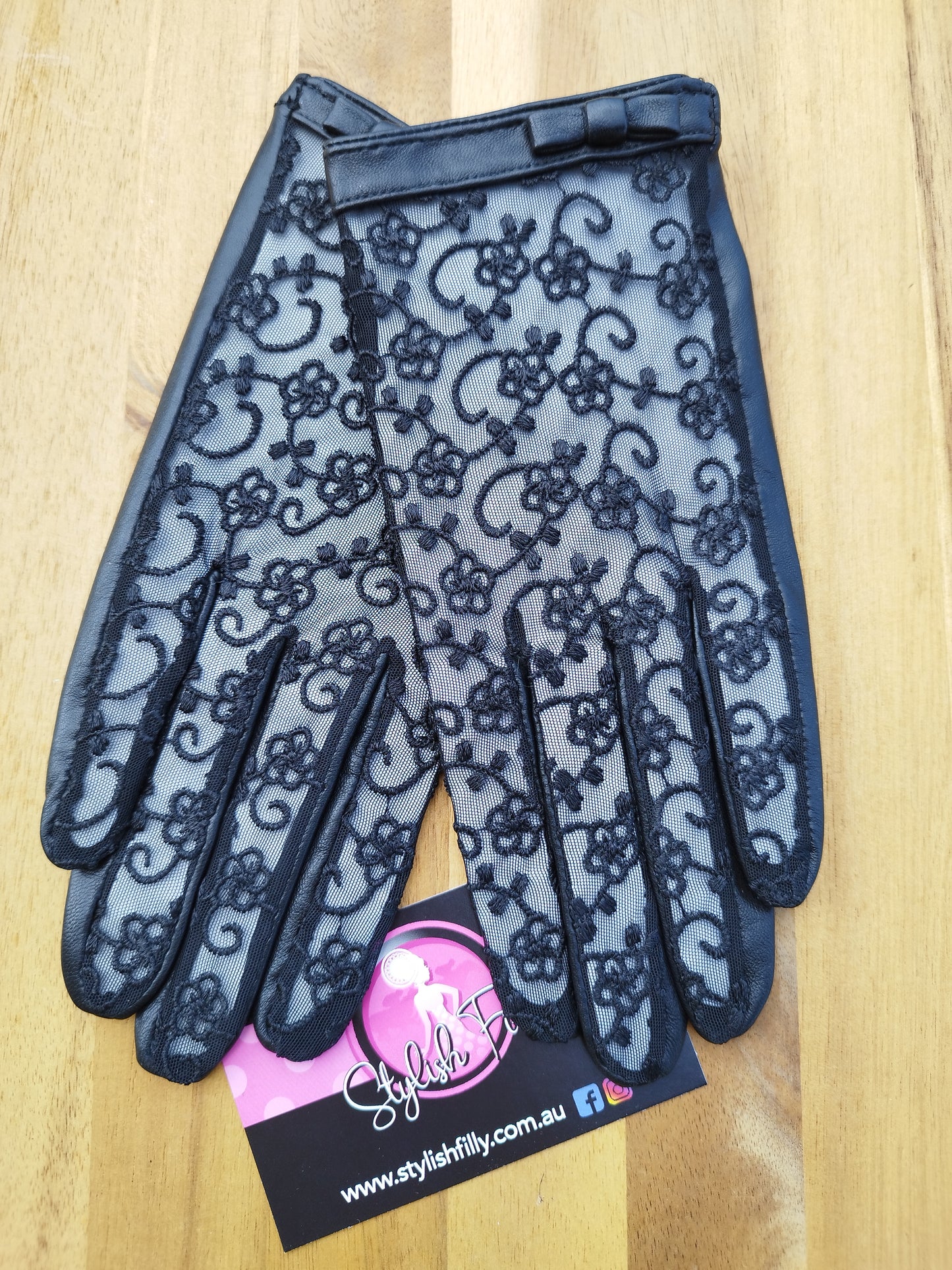 Genuine Leather Lace Gloves - other colours available