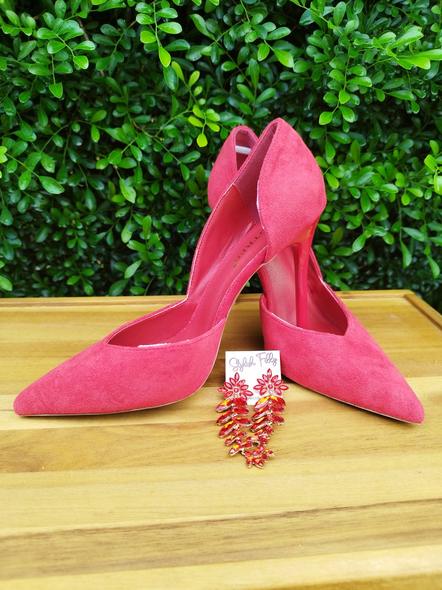 Red Suedette Heels