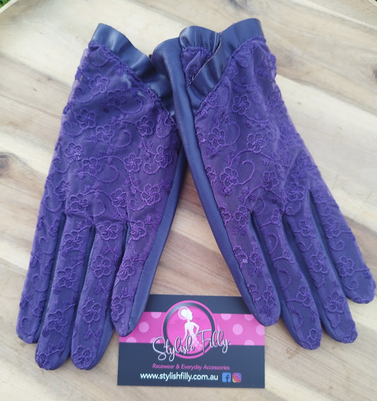 Genuine Leather Lace Gloves - other colours available