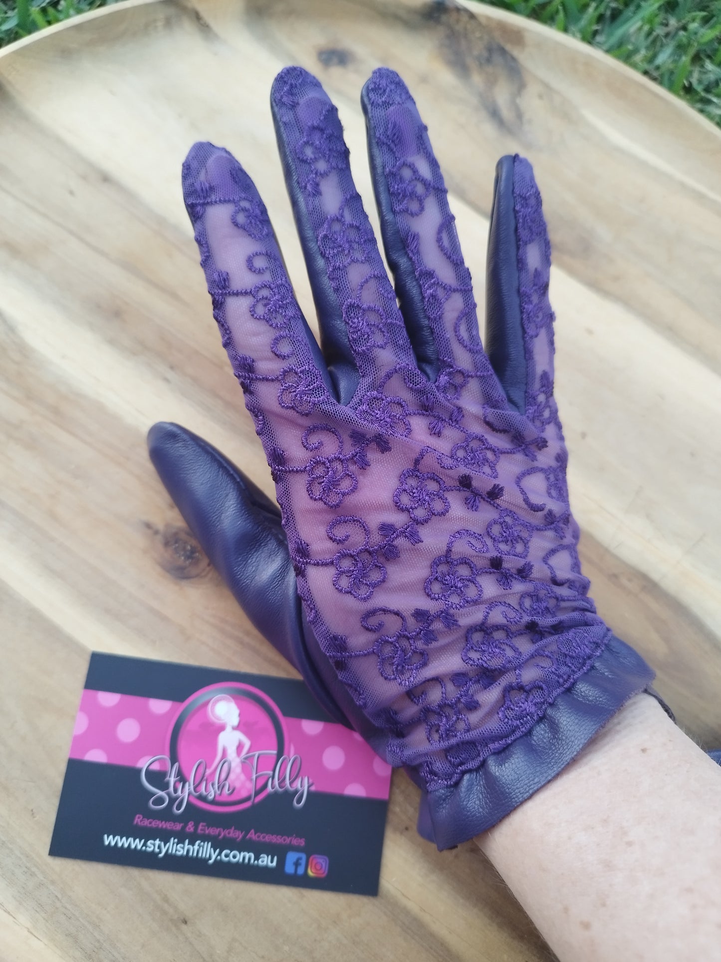 Genuine Leather Lace Gloves - other colours available