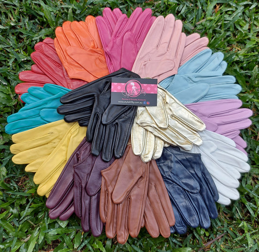 HALF PALM GLOVES (GENUINE LEATHER) - 25 colours available